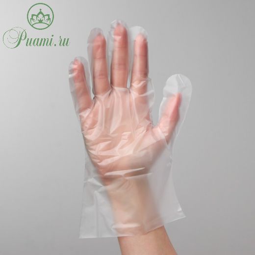 Перчатки A.D.M. одноразовые, размер L, ТПЭ, 100 шт/уп