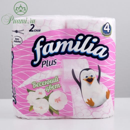 Туалетная бумага Familia Plus «Весенний цвет», 2 слоя, 4 рулона 46380