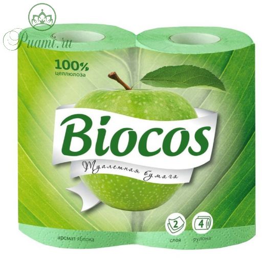 Туалетная с ароматом яблока BioCos, 4 рулона