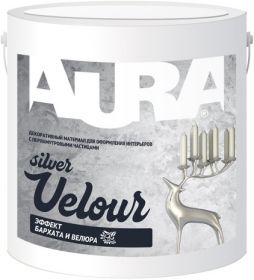 Декоративная Штукатурка Aura Velour Silver 2.5кг с Эффектом Бархата и Велюра с Перламутровыми Частицами / Аура
