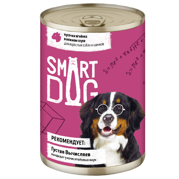 Влажный корм для собак Smart Dog кусочки в соусе с ягненком 850 гр