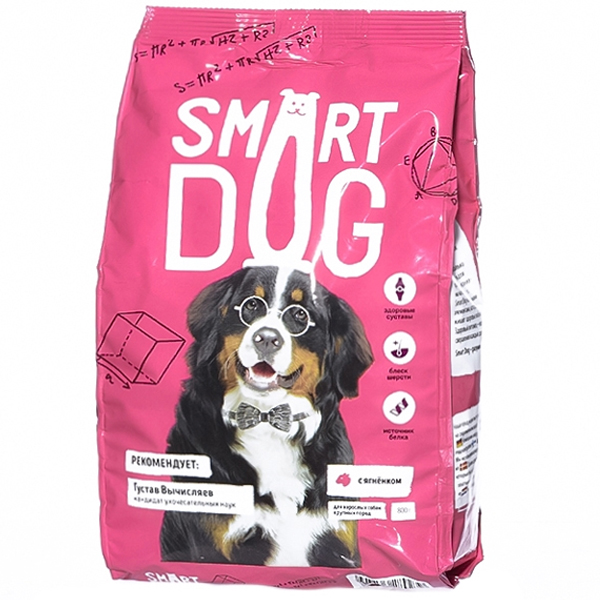 Сухой корм для собак крупных пород Smart Dog с ягненком