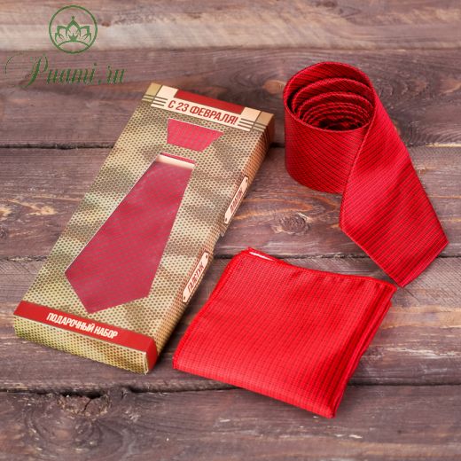 Подарочный набор: галстук и платок "С 23 Февраля"