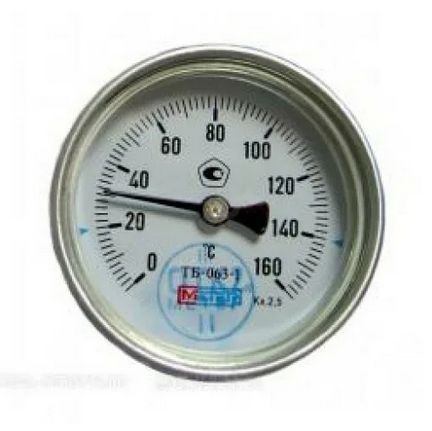 Термометр б/м ТБ-063-1 0-120*,кл.точн. 2,5,гильза 1/2 , L штока - 80мм, Метер