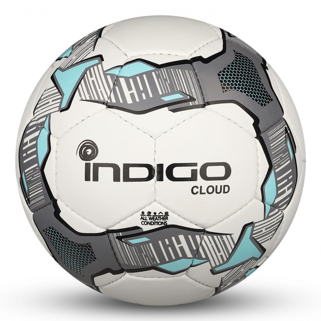Мяч футбольный №4 INDIGO CLOUD тренировочный Юниор IN034 Бело-серо-голубой