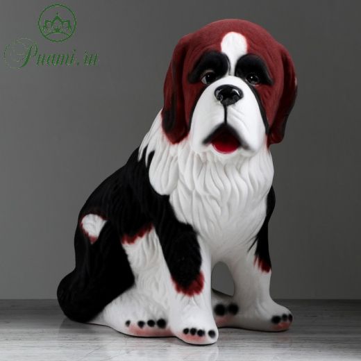 Копилка "Собака Бетховен", флок, бело-коричневая, керамика, 34 см
