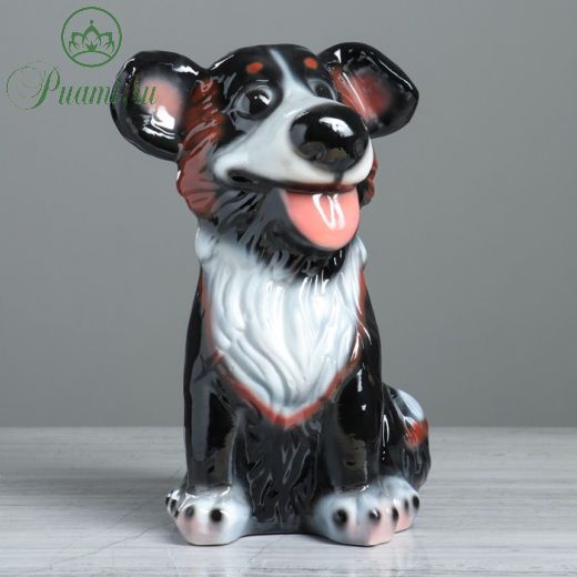 Копилка "Собака Джек", чёрный цвет, глянец, керамика, 26 см
