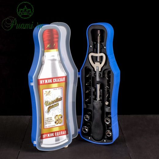 Набор инструментов в бутылке "Человек дела", подарочная упаковка