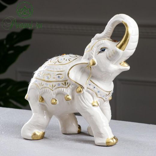 Копилка "Индийский слон", глянец, декор золотистый, 26 см