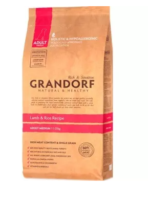 GRANDORF DOG Lamb&Rice MEDIUM (ягнёнок с рисом для собак средних пород) 10 кг.