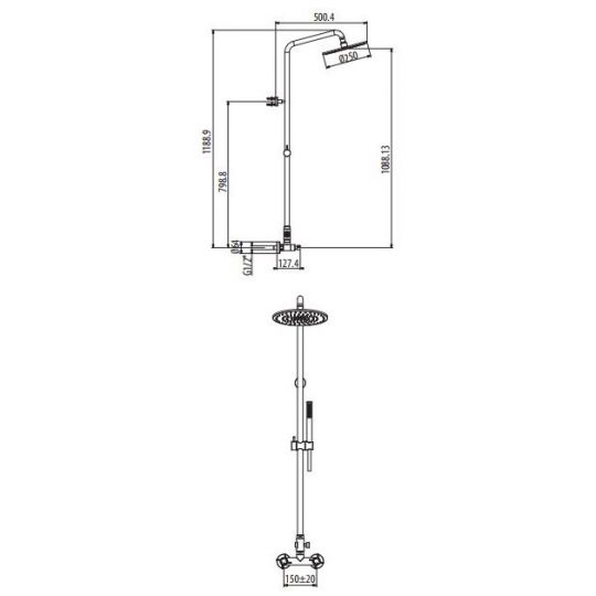Душевая система с верхним и ручным душем Gattoni Dolce Vita GAS GS701/32 схема 2