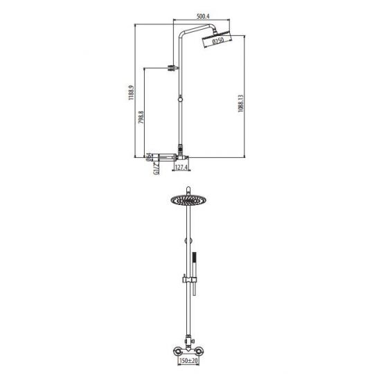 Душевая система с верхним и ручным душем Gattoni Dolce Vita GAS GS701/31 схема 2