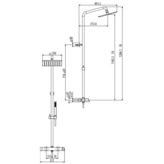 Душевая система с верхним и ручным душем Gattoni Soffio 8195/PD схема 2