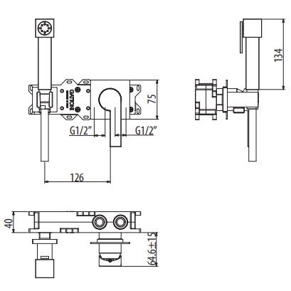 Гидроершик для унитаза со смесителем Gattoni Color 8012 схема 2