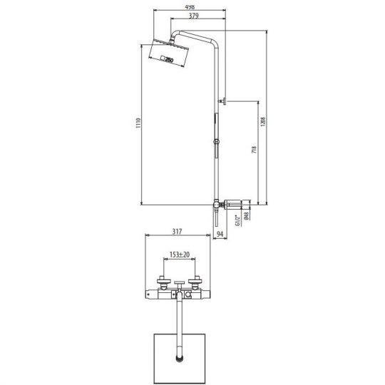 Душевая система с термостатическим смесителем, верхним и ручным душем Gattoni Color KIT/TS60.50 схема 2