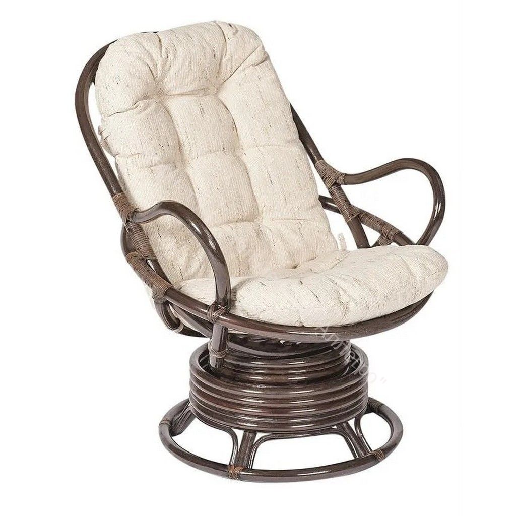 Кресло вращающееся "FLORES" 5005 /с подушкой/ walnut (грецкий орех), ткань: хлопок, цвет: натуральный