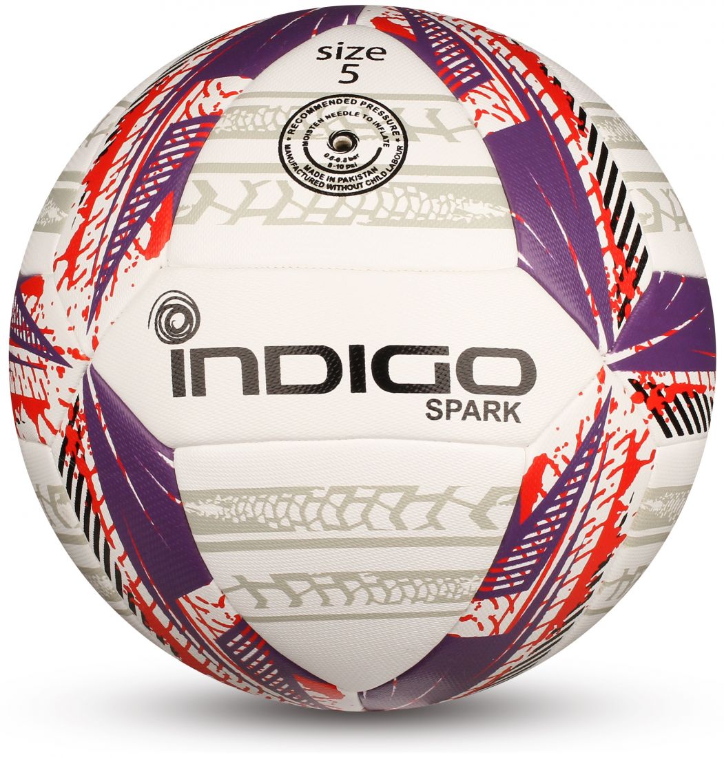 Мяч футбольный №5 INDIGO SPARK тренировочный IN158 Бело-фиолетово-красный