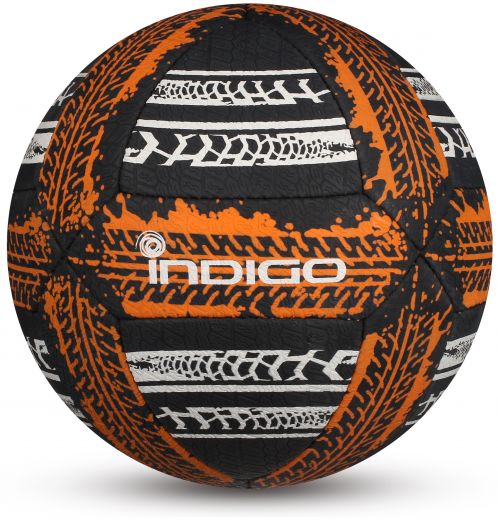 Мяч футбольный №5 INDIGO STREET GAME для игры на асфальте IN157 Бело-черно-оранжевый