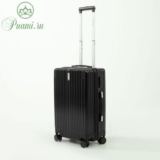 Чемодан малый 20", отдел на молнии, кодовый замок, 4 колеса, цвет чёрный