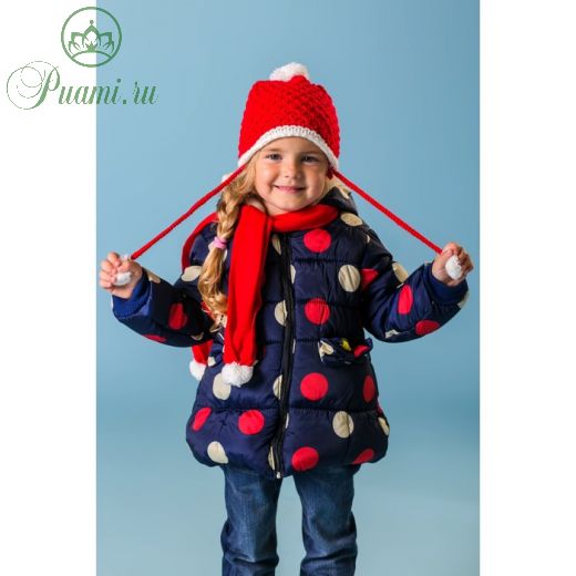 Комплект для девочки (шапка, шарф), размер 50, цвет красный