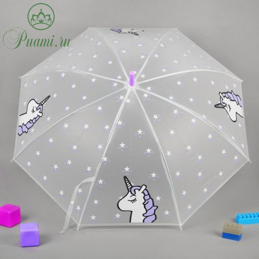 Зонт детский "Единорог", фиолетовый, d=90 см