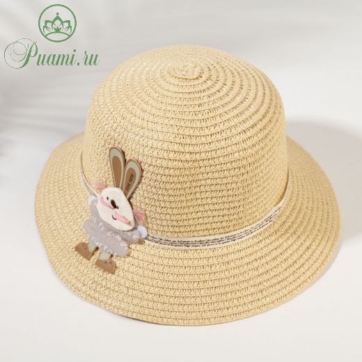 Шляпа для девочки MINAKU "Зайка", цвет молочный, р-р 52