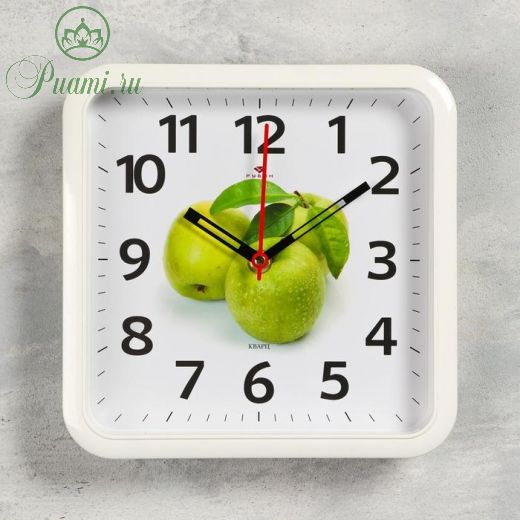 Часы настенные "Яблоки", 22х22 см, плавный ход