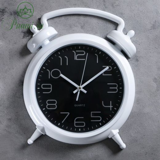 Часы настенные, серия: Классика, "Большой будильник", дискретный ход, d=22.5 см, 36 х 28 см