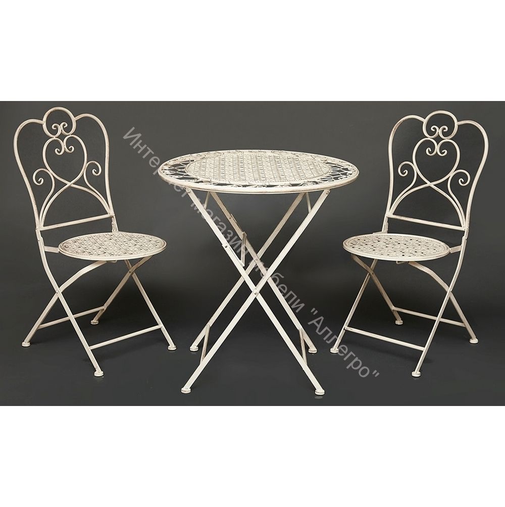 Комплект (стол + 2 стула) Secret de Maison AMANTE (mod. PL08-6573) металл, Античный белый (Antique White)
