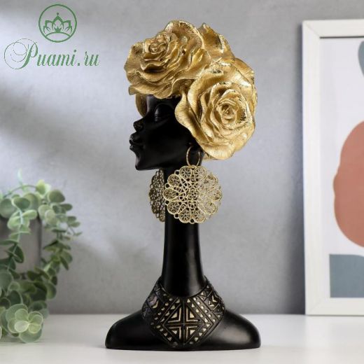 Сувенир полистоун "Африканка с золотыми розами в волосах"МИКС 28,5х13,5х10,5 см
