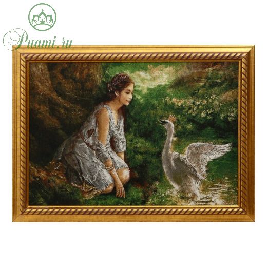 R260-40х57 Картина из гобелена "Девушка и царевна-лебедь" (47х65)
