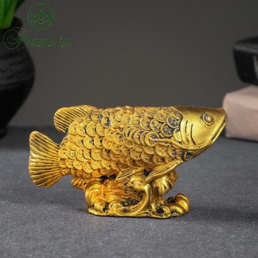 Фигура "Рыба на деньгах" старое золото, 8х15х5см