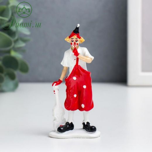 Сувенир полистоун "Клоун в костюме в горох" бело-красный 10х2,5х4,5 см