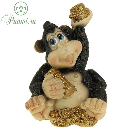 Сувенир полистоун "Славная обезьянка с богатством" МИКС, 7х5,5х5,5 см