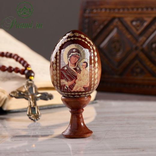 Сувенир Яйцо на подставке икона "Божья Матерь Тихвинская"