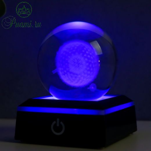 Сувенир стекло подсветка "Одуванчик" d=6 см подставка LED от 3AAA, провод USB 9х7х7 см