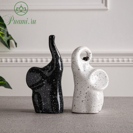 Набор статуэток "Слоны Инь-Янь", гранит, бело-чёрный, 20 см