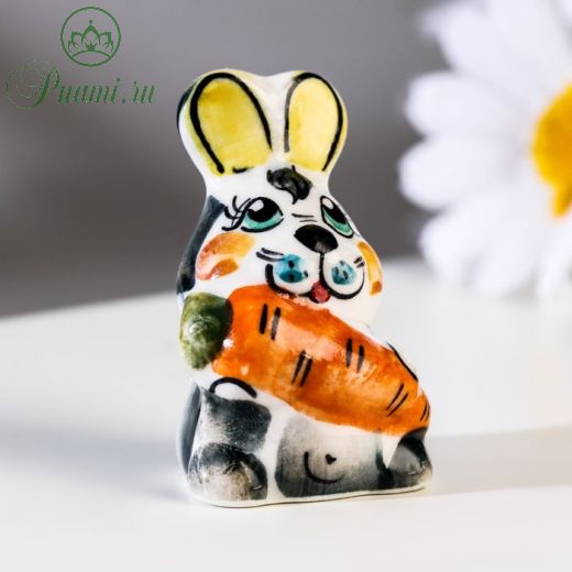 Сувенир Кролик с морковкой, гжель, цвет