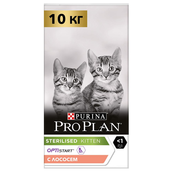 Сухой корм для стерилизованных котят Purina Pro Plan Sterilised Kitten с лососем 10 кг