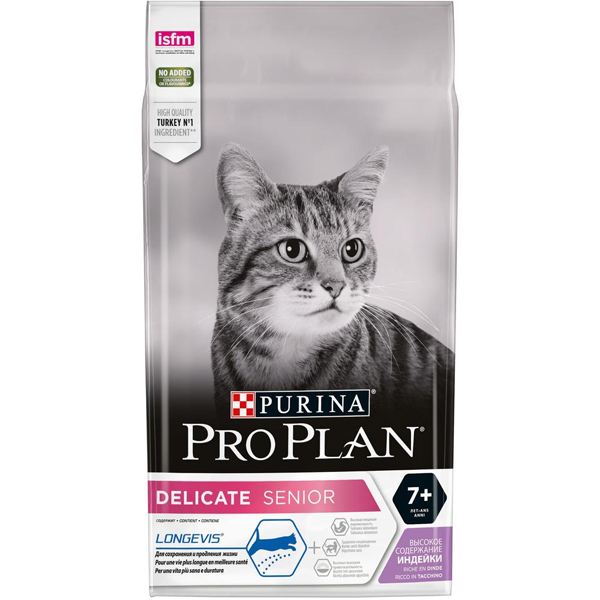 Сухой корм для кошек Pro Plan Delicate 7+ старше 7 лет с чувствительным пищеварением с индейкой 400 г