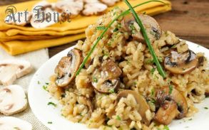 Рис с грибами затянутые сливками