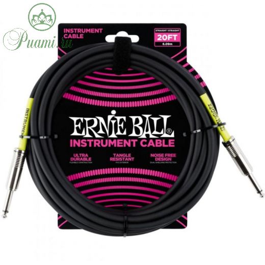 Кабель инструментальный ERNIE BALL 6046 - с прямыми джеками, 6 метров, черный