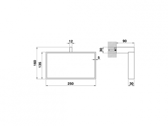 Держатель для полотенец дизайнерский прямоугольный Cisal Accessori Bagno QU090220 схема 2