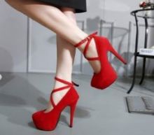 Туфли женские Tiesto Red на платформе и высоком каблуке красные
