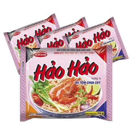 Hao Hao лапша быстрого приготовления с морепродуктами (острая), 4 штуки х 75 гр, Вьетнам