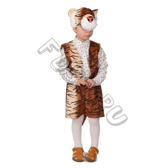 Карнавальный костюм "Тигр Тим", жилет, шорты, головной убор, р.28, рост 110 см