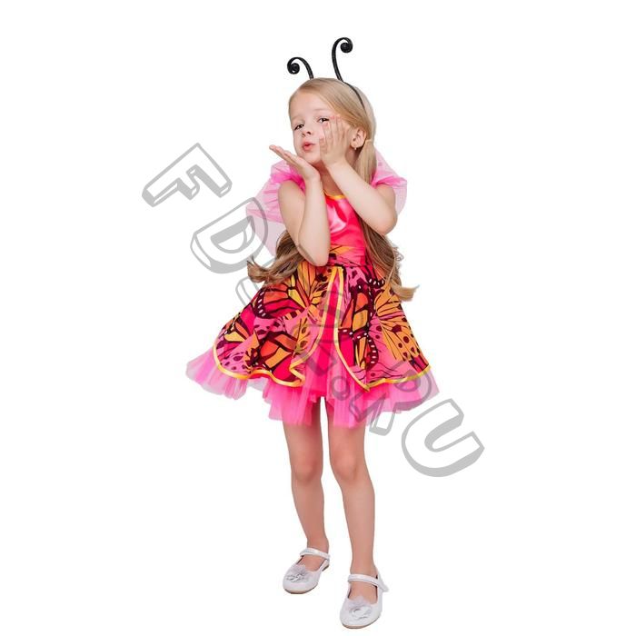 Карнавальный костюм «Бабочка», платье, ободок, размер 110-56