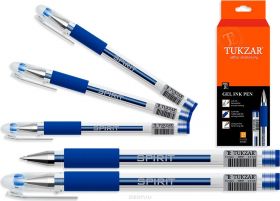 Ручка гелевая, 0.5 мм, синие чернила, с грипом, прозр. корп. (арт. TZ 5224)