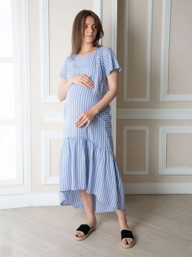 Платье "Лотта" для беременных и кормящих, А силует, кор. рукав, штапель.
