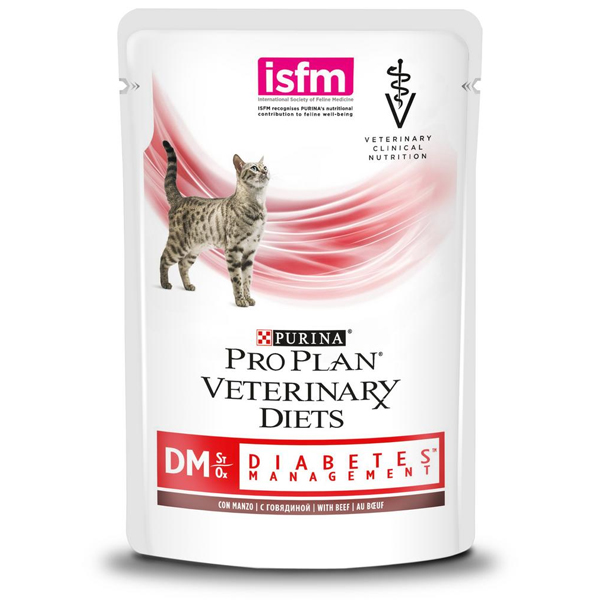 Влажный корм для кошек Pro Plan Veterinary Diets DM St/Ox при диабете, с говядиной